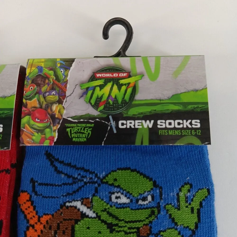 Teenage Mutant Ninja Turtles TMNT 2-pair Cartoon Mens Sz 6-12 Crew Socks NWT